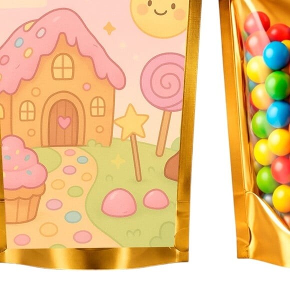 Saco Festa Metalizado Dourado 13x20 Confeitaria Kids