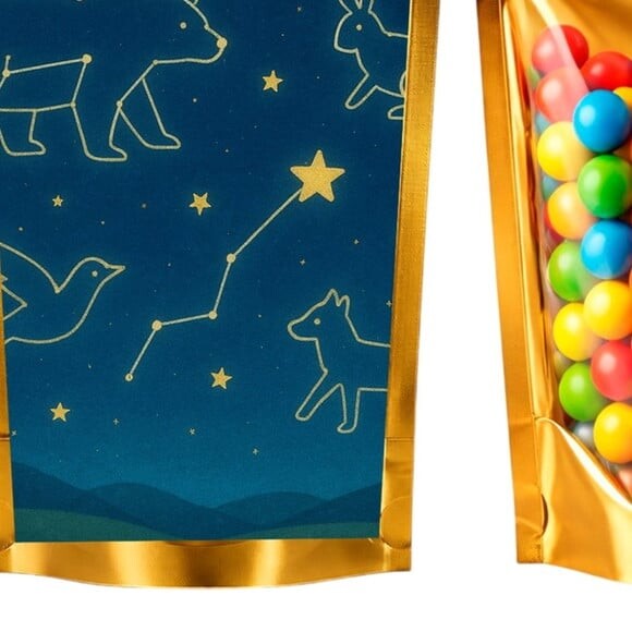 Saco Festa Metalizado Dourado 13x20 Constelações
