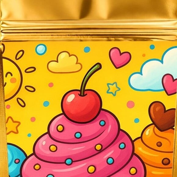 Saco Festa Metalizado Dourado 13x20 Cupcakes