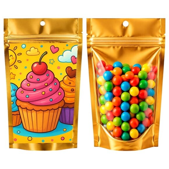 Saco Festa Metalizado Dourado 13x20 Cupcakes