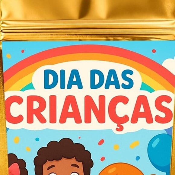 Saco Festa Metalizado Dourado 13x20 Dia das Crianças