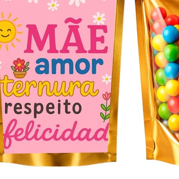 Saco Festa Metalizado Dourado 13x20 Dia das Mães