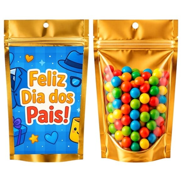 Saco Festa Metalizado Dourado 13x20 Dia dos Pais