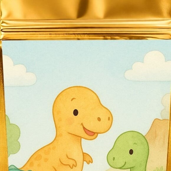 Saco Festa Metalizado Dourado 13x20 Dinossauros Baby