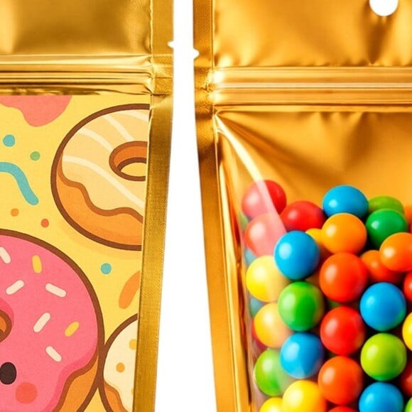 Saco Festa Metalizado Dourado 13x20 Donuts