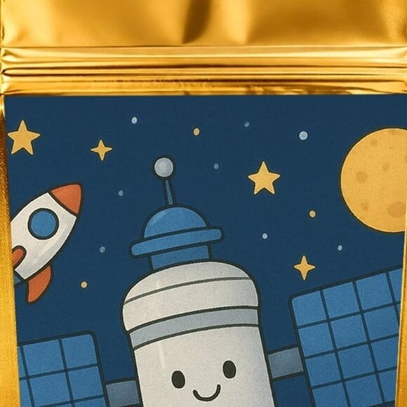 Saco Festa Metalizado Dourado 13x20 Estação Espacial