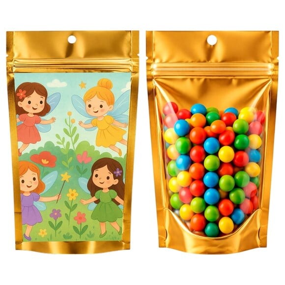 Saco Festa Metalizado Dourado 13x20 Fadas