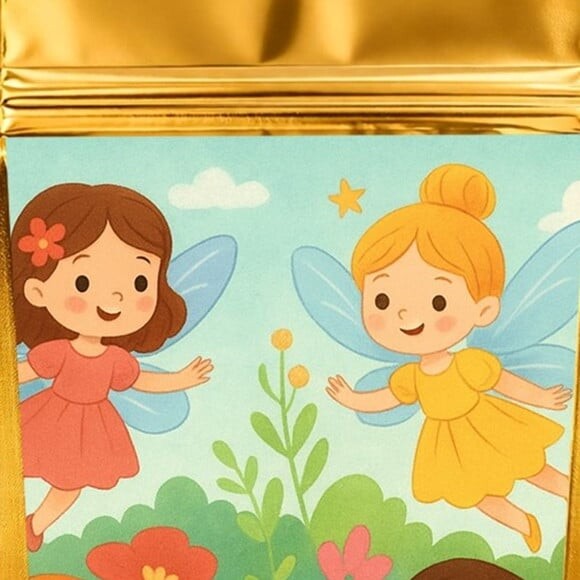 Saco Festa Metalizado Dourado 13x20 Fadas