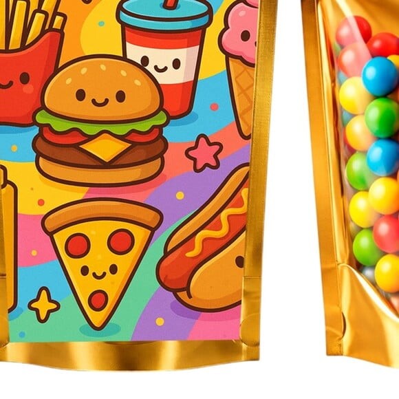 Saco Festa Metalizado Dourado 13x20 Fast Food
