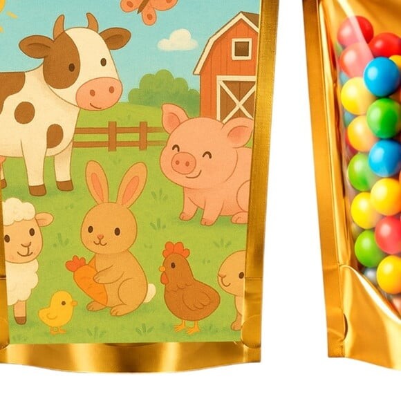 Saco Festa Metalizado Dourado 13x20 Fazendinha