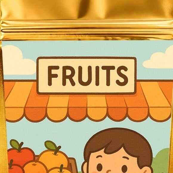 Saco Festa Metalizado Dourado 13x20 Feira de Frutas