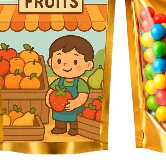 Saco Festa Metalizado Dourado 13x20 Feira de Frutas