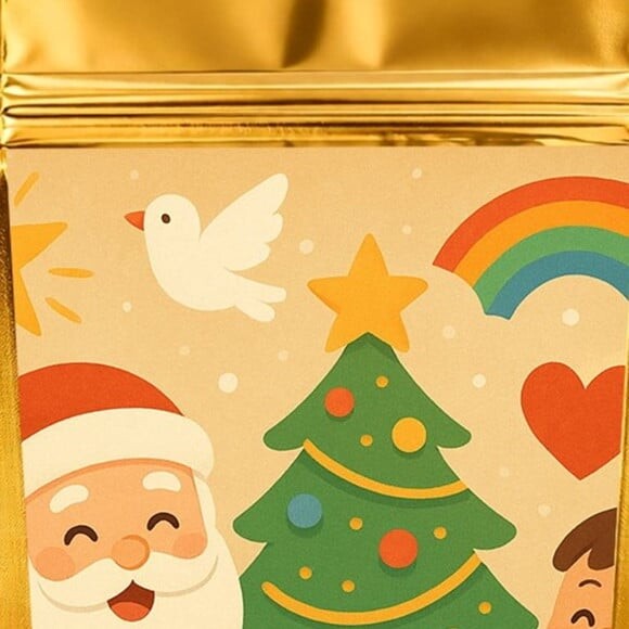 Saco Festa Metalizado Dourado 13x20 Feliz Natal