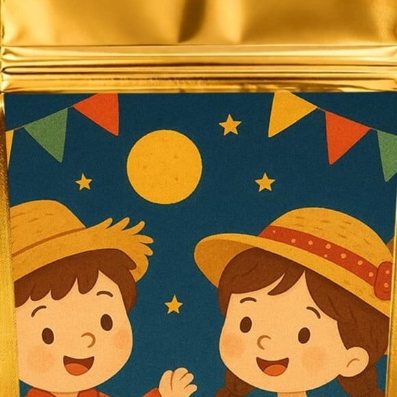 Saco Festa Metalizado Dourado 13x20 Festa Junina