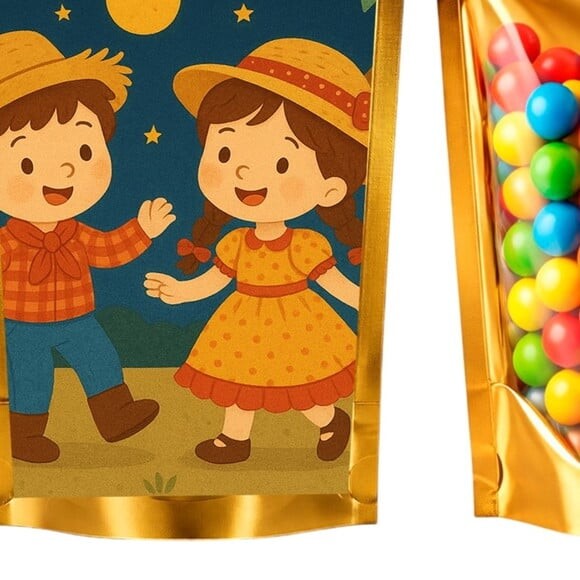 Saco Festa Metalizado Dourado 13x20 Festa Junina