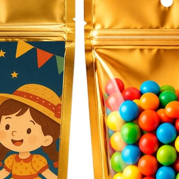 Saco Festa Metalizado Dourado 13x20 Festa Junina