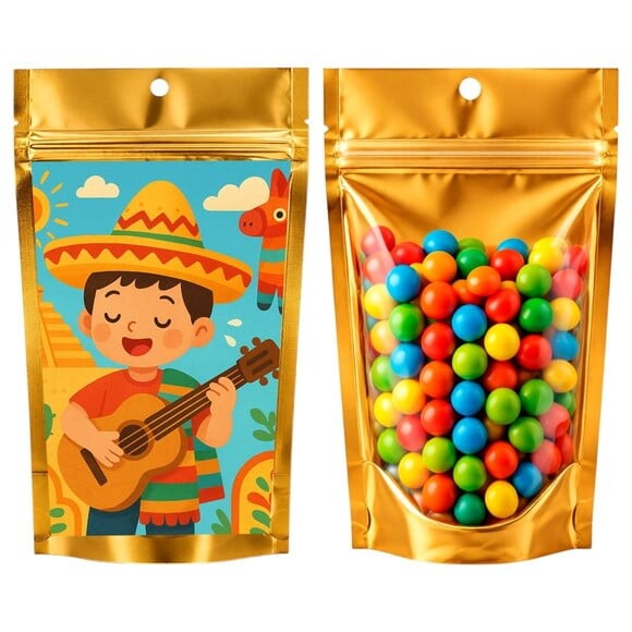 Saco Festa Metalizado Dourado 13x20 Festa Mexicana