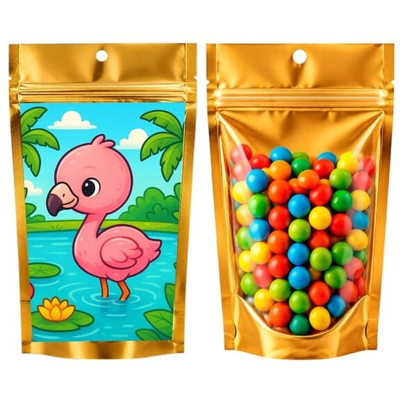 Saco Festa Metalizado Dourado 13x20 Flamingo Baby