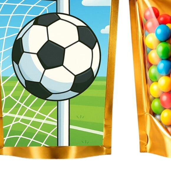 Saco Festa Metalizado Dourado 13x20 Futebol