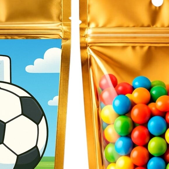 Saco Festa Metalizado Dourado 13x20 Futebol