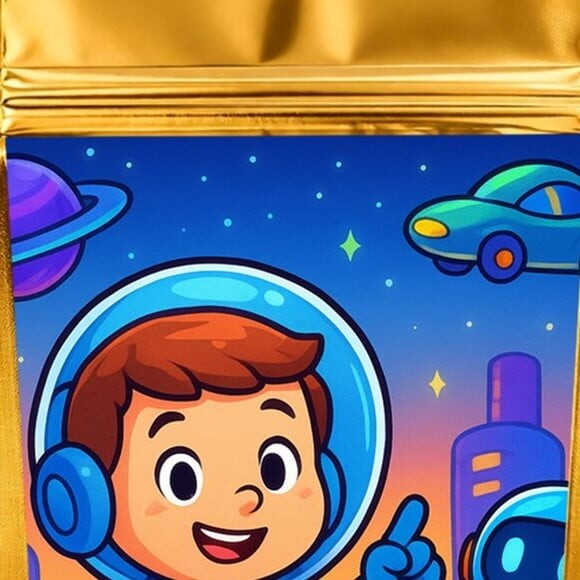 Saco Festa Metalizado Dourado 13x20 Futurismo Infantil