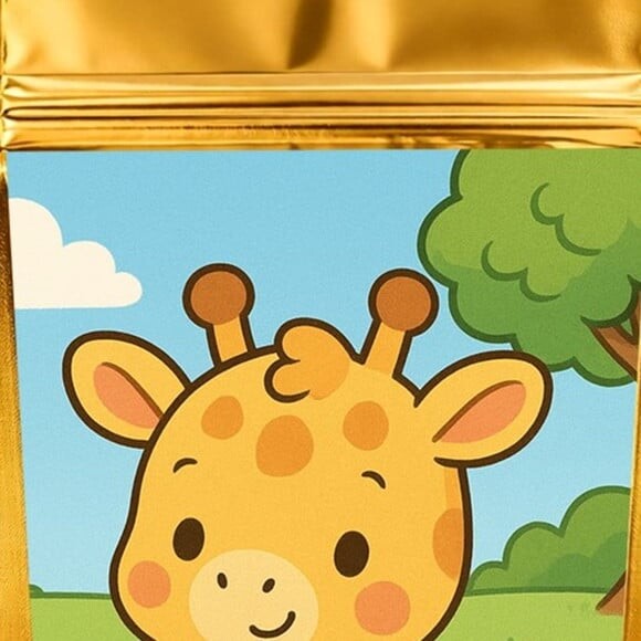 Saco Festa Metalizado Dourado 13x20 Girafinha Baby