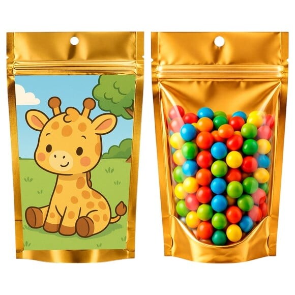 Saco Festa Metalizado Dourado 13x20 Girafinha Baby