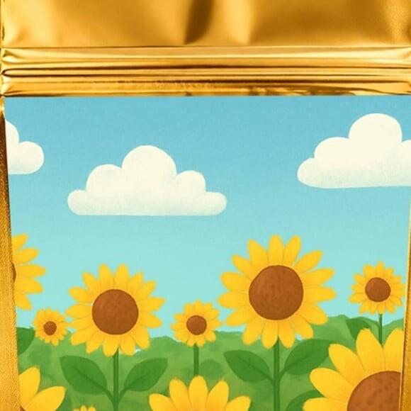 Saco Festa Metalizado Dourado 13x20 Girassóis