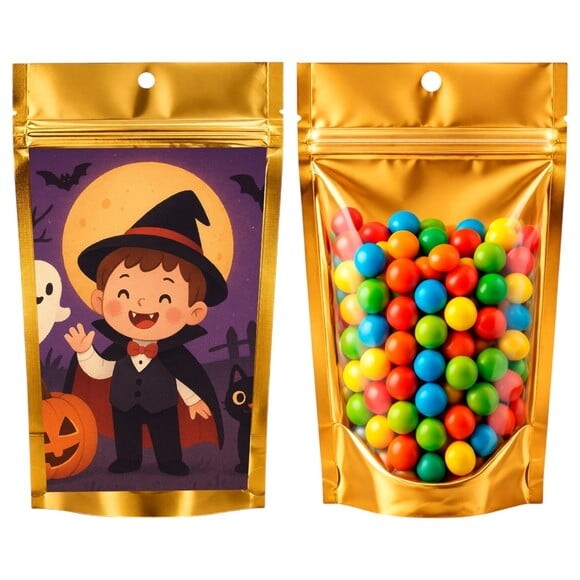 Saco Festa Metalizado Dourado 13x20 Halloween