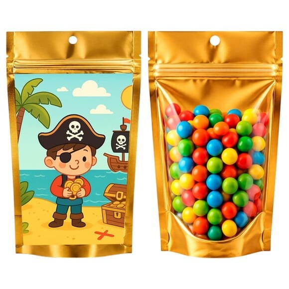 Saco Festa Metalizado Dourado 13x20 Ilha Pirata