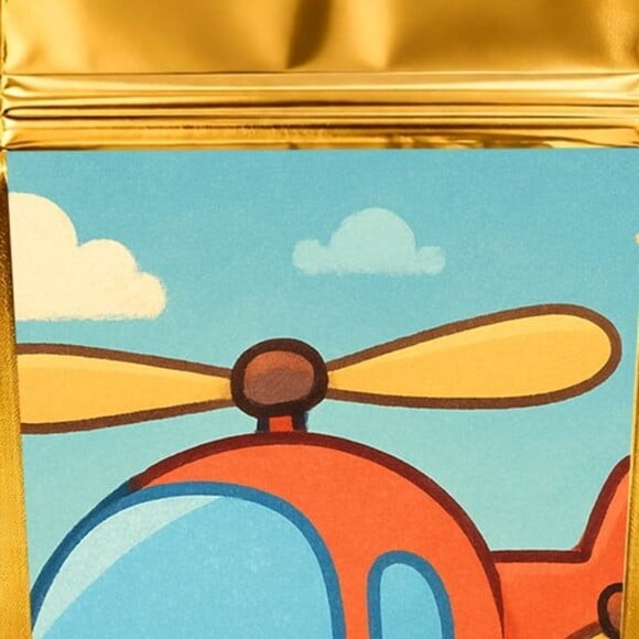Saco Festa Metalizado Dourado 13x20 Helicóptero