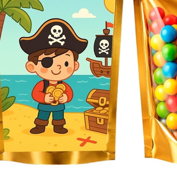 Saco Festa Metalizado Dourado 13x20 Ilha Pirata