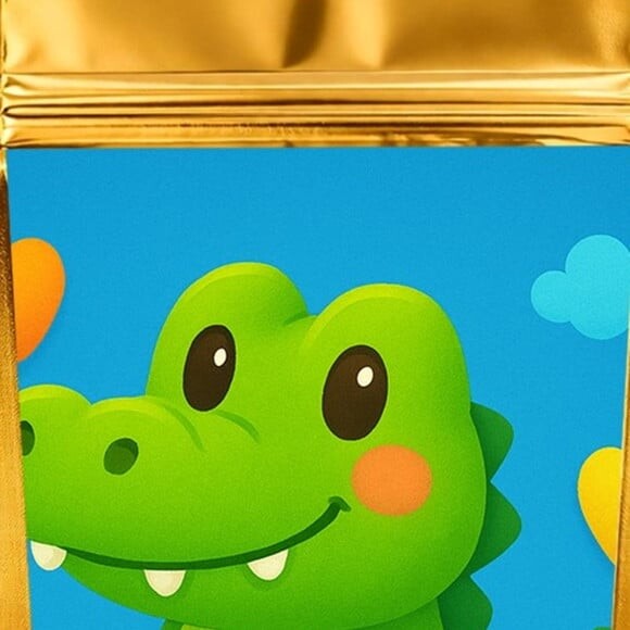 Saco Festa Metalizado Dourado 13x20 Jacaré Baby