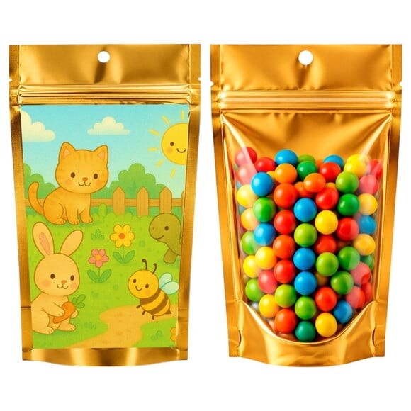 Saco Festa Metalizado Dourado 13x20 Jardim dos Bichinhos