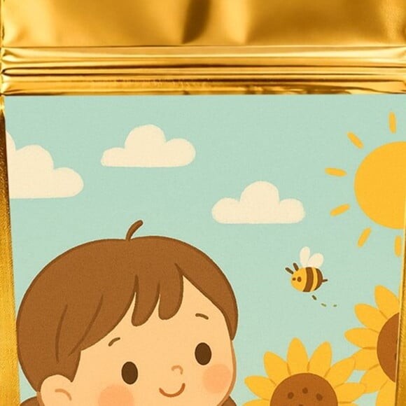 Saco Festa Metalizado Dourado 13x20 Jardim dos Girassóis