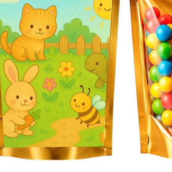 Saco Festa Metalizado Dourado 13x20 Jardim dos Bichinhos