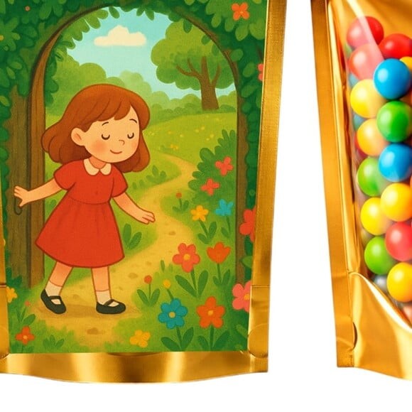 Saco Festa Metalizado Dourado 13x20 Jardim Secreto