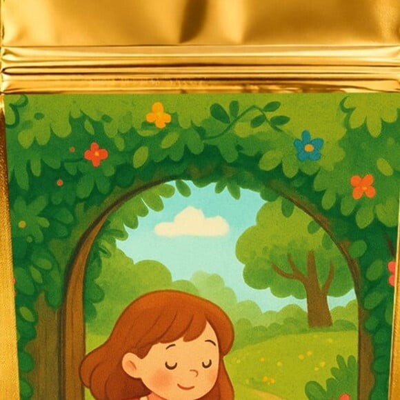 Saco Festa Metalizado Dourado 13x20 Jardim Secreto