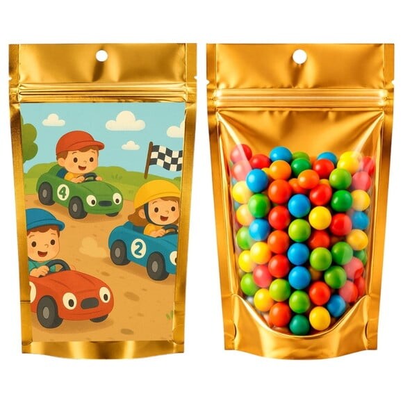 Saco Festa Metalizado Dourado 13x20 Kart Infantil