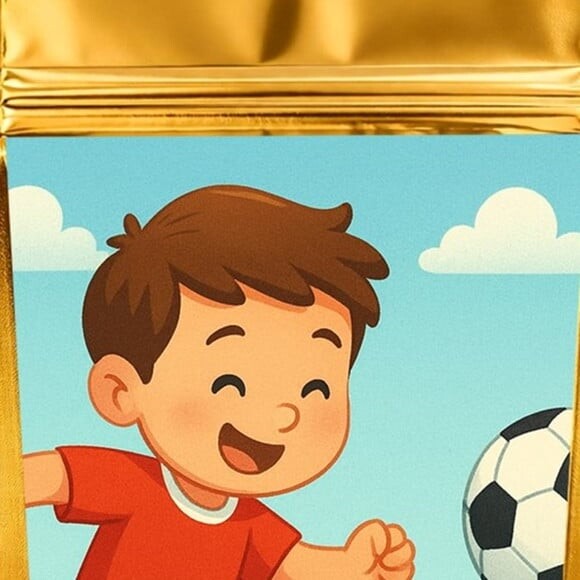 Saco Festa Metalizado Dourado 13x20 Jogador de Futebol