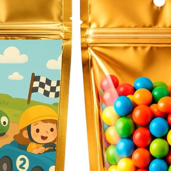 Saco Festa Metalizado Dourado 13x20 Kart Infantil
