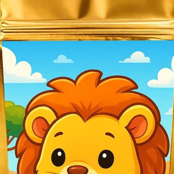 Saco Festa Metalizado Dourado 13x20 Leão Baby