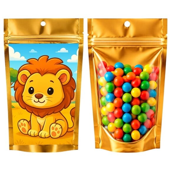 Saco Festa Metalizado Dourado 13x20 Leão Baby