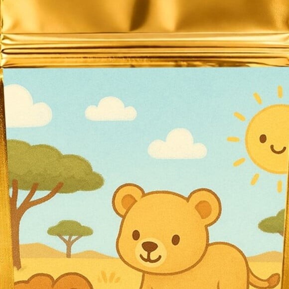 Saco Festa Metalizado Dourado 13x20 Leãozinhos