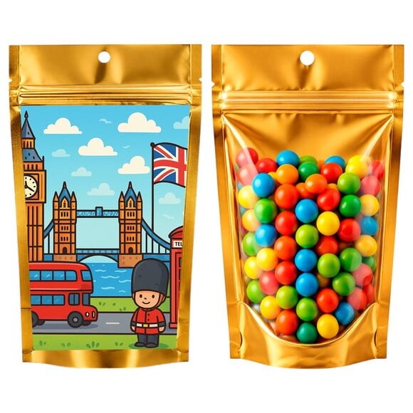 Saco Festa Metalizado Dourado 13x20 Londres