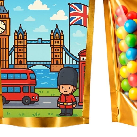 Saco Festa Metalizado Dourado 13x20 Londres