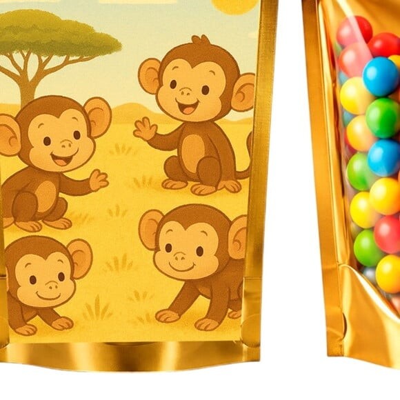 Saco Festa Metalizado Dourado 13x20 Macaquinhos