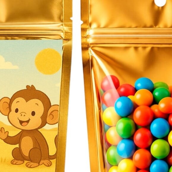 Saco Festa Metalizado Dourado 13x20 Macaquinhos