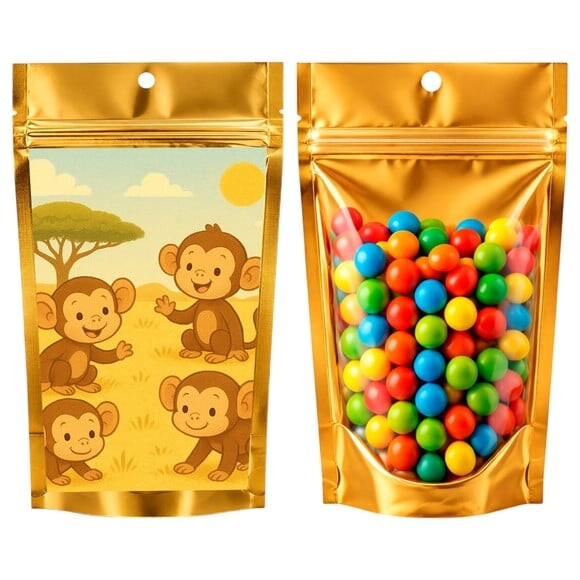 Saco Festa Metalizado Dourado 13x20 Macaquinhos