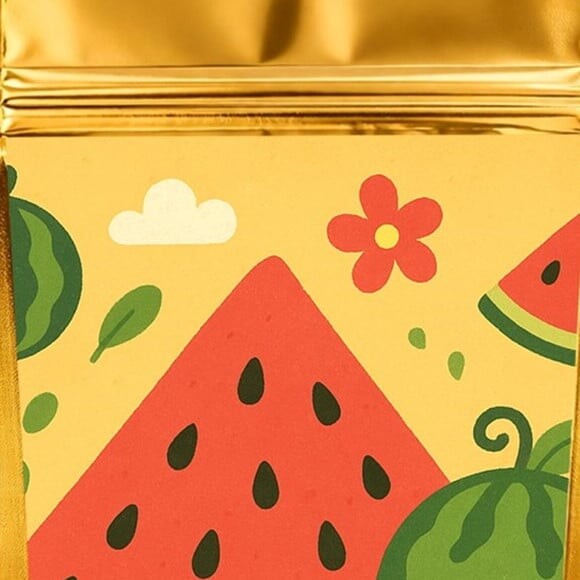 Saco Festa Metalizado Dourado 13x20 Melancia